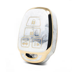Capa de mármore nano de alta qualidade para chave remota Toyota 4 botões cor branca TYT-E12J4