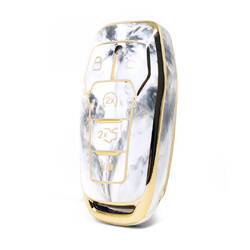 Нано-высококачественная мраморная крышка для дистанционного ключа Ford с 5 кнопками белого цвета Ford-A12J