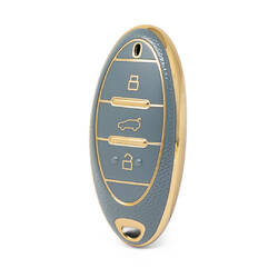 غطاء نانو جلد ذهبي عالي الجودة لمفتاح ريموت بيستون 3 ازرار لون رمادي BT-A13J