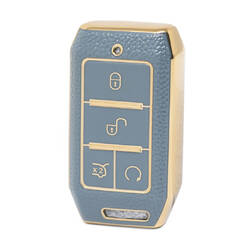 Nano High Quality Gold Leather Cover For BYD Remote Key 4 Buttons Gray Color BYD-C13J