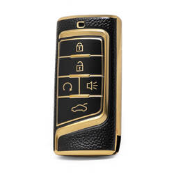 غطاء نانو جلد ذهبي عالي الجودة لمفتاح ريموت ترومتشي 5 ازرار لون اسود CQ-A13J