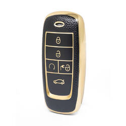 غطاء نانو جلد ذهبي عالي الجودة لمفتاح ريموت ترومتشي 5 ازرار لون اسود CQ-B13J