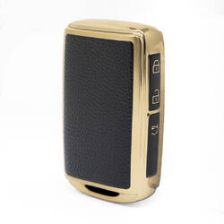 Nano Funda de cuero dorado de alta calidad para llave remota Mazda, 3 botones, Color negro, MZD-B13J3