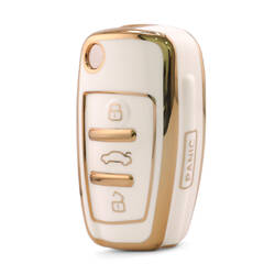 Nano High Quality Cover For Audi Remote Key 4 Button White Color Audi-C11J4