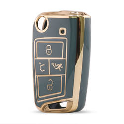 Nano High Quality Cover For Volkswagen Remote Key 4 Button Gray Color VW-B11J4