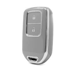 Coque Nano haute qualité pour télécommande Honda 2 boutons, gris foncé, cadre argenté, HD-A11Y2