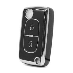Nano High Quality Cover For Peugeot Remote Key 2 Button Black Color Silver Frame PG-D11Y2