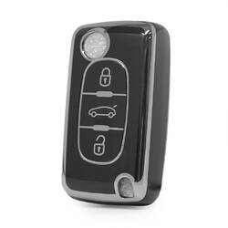 Nano High Quality Cover For Peugeot Remote Key 3 Button Black Color Silver Frame PG-D11Y3
