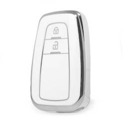 Nano High Quality Cover For Toyota Remote Key 2 Button White Color Silver Frame TYT-B11Y2