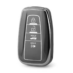 Nano High Quality Cover For Toyota Remote Key 4 Button Dark Gray Color Silver Frame TYT-B11Y4