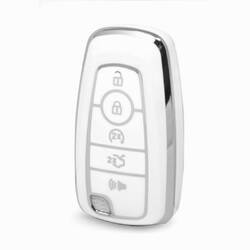 Nano High Quality Cover For Ford Remote Key 5 Button White Color Silver Frame Ford-B11Y5