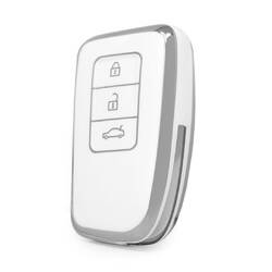 Nano High Quality Cover For Lexus Remote Key 3 Button White Color Silver Frame LXS-A11Y3