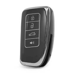 Coque Nano haute qualité pour clé télécommande Lexus 4 boutons, couleur noire, cadre argenté LXS-A11Y4