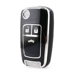 Nano High Quality Cover For Chevrolet Remote Key 3 Button Black Color Silver Frame CRL-A11Y3