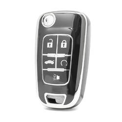 Nano High Quality Cover For Chevrolet Remote Key 5 Button Black Color Silver Frame CRL-A11Y5