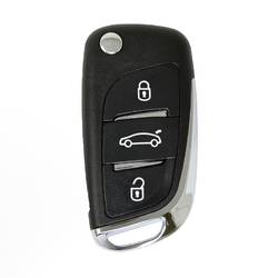 Peugeot Flip Remote Key Shell Chrome 3 Bouton avec support de batterie modifié