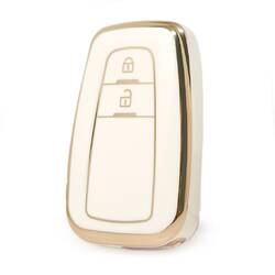 Nano capa de alta qualidade para Toyota Prius C-RH Prado chave remota 2 botões cor branca