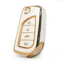 Capa nano de alta qualidade para Toyota Flip Remote Key 3+1 botões cor branca