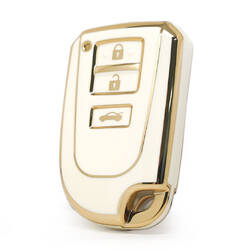 Capa nano de alta qualidade para Toyota Vios Yaris chave remota 3 botões cor branca