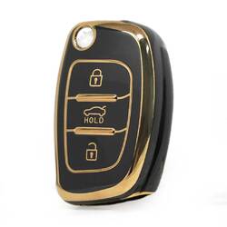 Custodia Nano di alta qualità per chiave telecomando Hyundai Sonata Flip 3 pulsanti colore nero