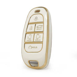 Cover nano di alta qualità per chiave telecomando Hyundai 6 pulsanti avvio automatico colore bianco