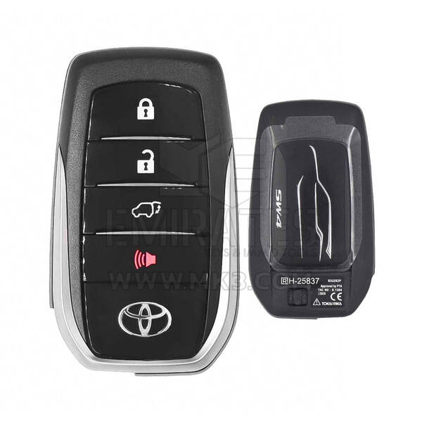 Chave remota inteligente original Toyota Fortuner SW4 2016-2022 com 4 botões e 433 MHz