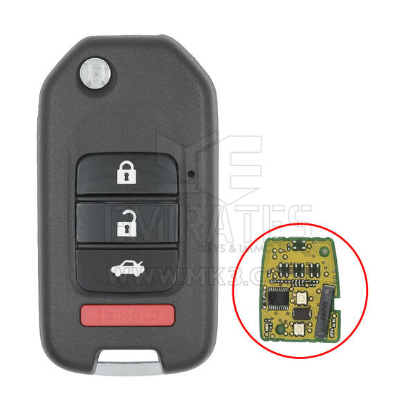 Coque de clé télécommande à rabat modifiée Honda 3+1 boutons