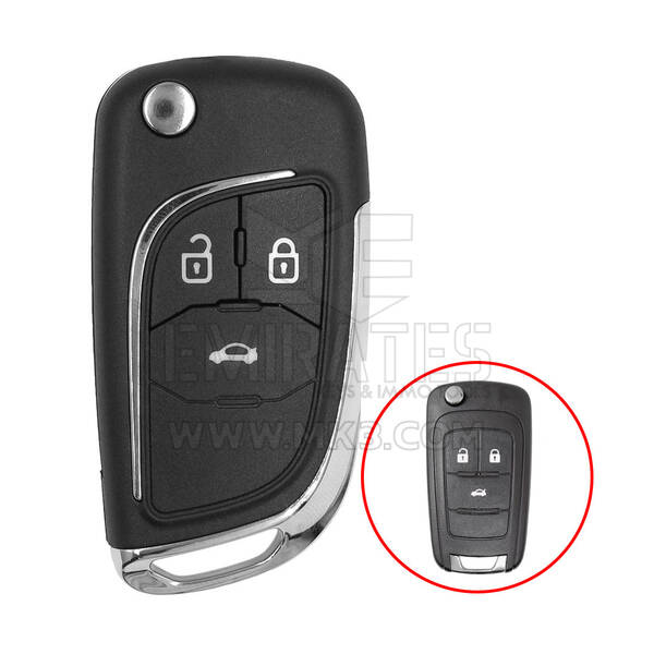 Coque de clé rabattable modifiée Chevrolet 3 boutons