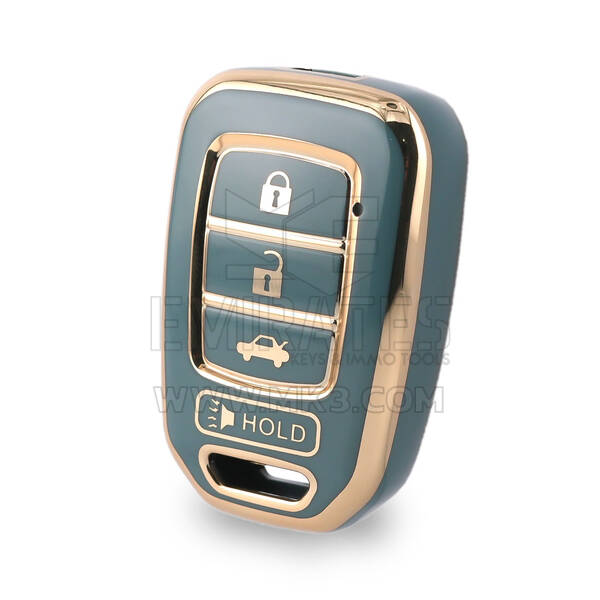 Nano – housse de haute qualité pour clé télécommande Honda CR-V, 3 + 1 boutons, couleur grise, HD-D11J4