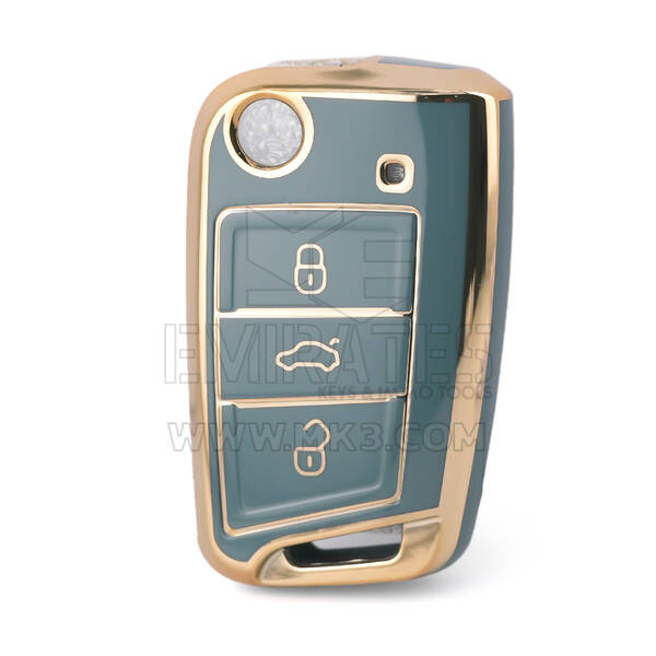 Nano High Quality Cover For Volkswagen Touran Flip Remote Key 3 Buttons Gray Color VW-B11J3