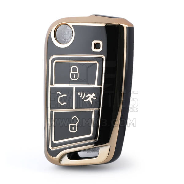 Nano High Quality Cover For Volkswagen Flip Remote Key 4 Buttons Black Color VW-B11J4