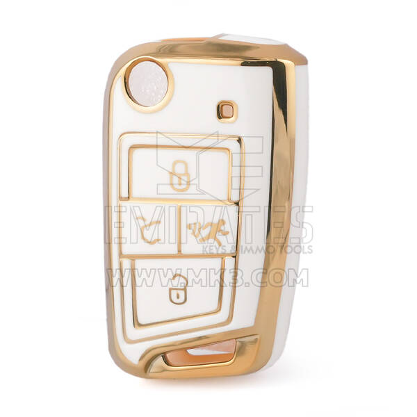 Nano High Quality Cover For Volkswagen Flip Remote Key 4 Buttons White Color VW-B11J4