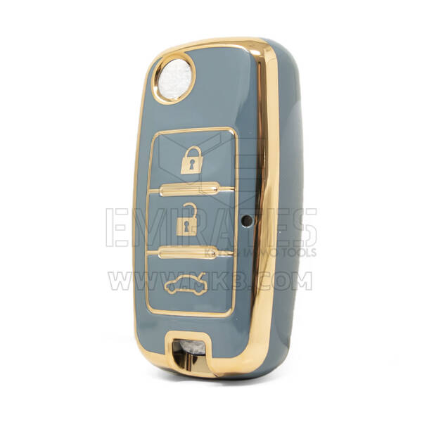 Nano couvercle de haute qualité pour clé télécommande Dongfeng, 3 boutons, couleur grise, DF-A11J