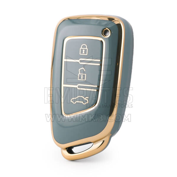 Nano couvercle de haute qualité pour clé télécommande Dongfeng, 3 boutons, couleur grise, DF-G11J