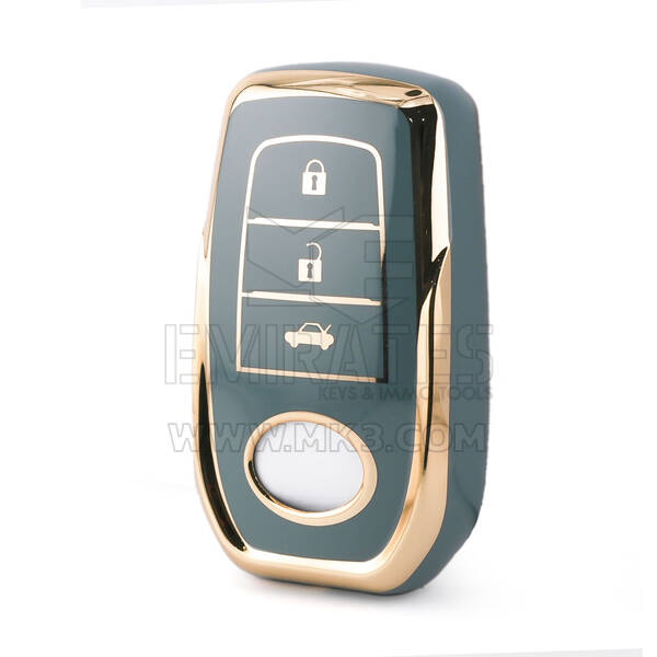 Capa nano de alta qualidade para chave remota Toyota 3 botões cor cinza TYT-A11J3