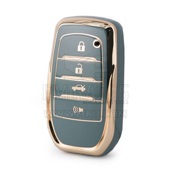 Capa nano de alta qualidade para chave remota Toyota 4 botões cor cinza TYT-A11J4H