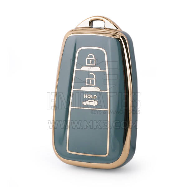 Capa nano de alta qualidade para chave remota Toyota RAV4 Corolla 3 botões cor cinza TYT-B11J3