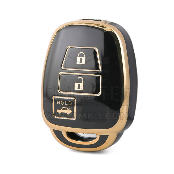 Capa nano de alta qualidade para chave remota Toyota 3 botões cor preta TYT-E11J3