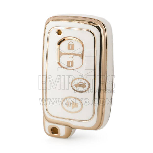 Capa nano de alta qualidade para chave remota Toyota 4 botões cor branca TYT-H11J4