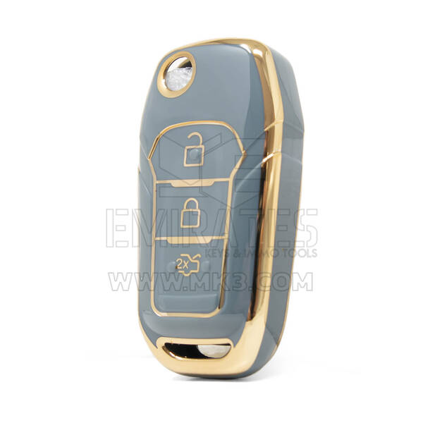 Нано-высококачественный чехол для Ford Fusion, откидной пульт дистанционного управления, 3 кнопки, серый цвет, Ford-F11J