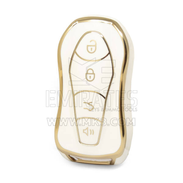 Nano couvercle de haute qualité pour clé télécommande Geely, 4 boutons, couleur blanche GL-C11J