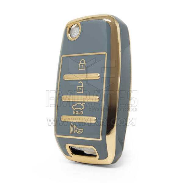 Capa Nano de alta qualidade para chave remota Kia Flip 3 + 1 botões cor cinza KIA-B11J4