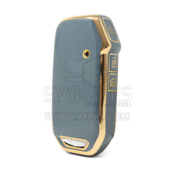 Capa nano de alta qualidade para Kia 2018-2022 chave remota 3 botões cor cinza KIA-C11J3