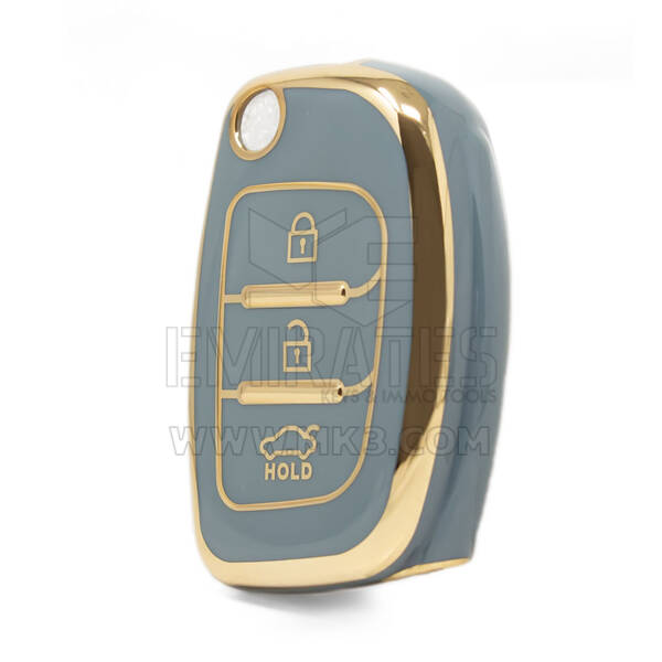 Cover Nano di alta qualità per chiave remota Hyundai Flip 3 pulsanti colore grigio HY-B11J3A