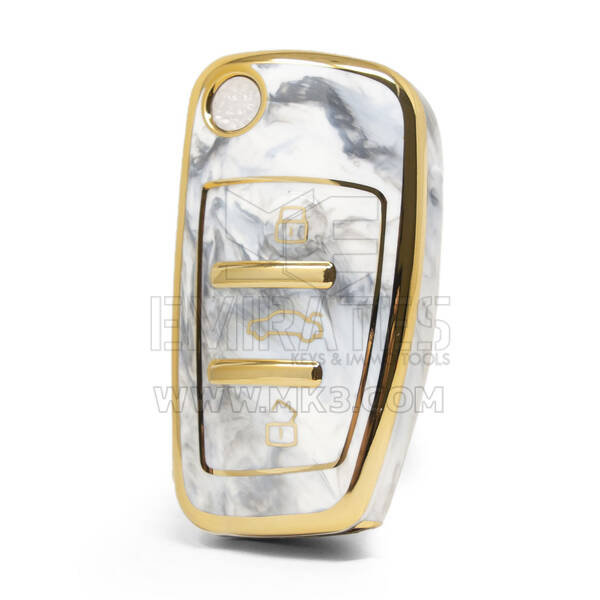 Cover in marmo Nano di alta qualità per chiave remota Audi Flip 3 pulsanti colore bianco Audi-C12J