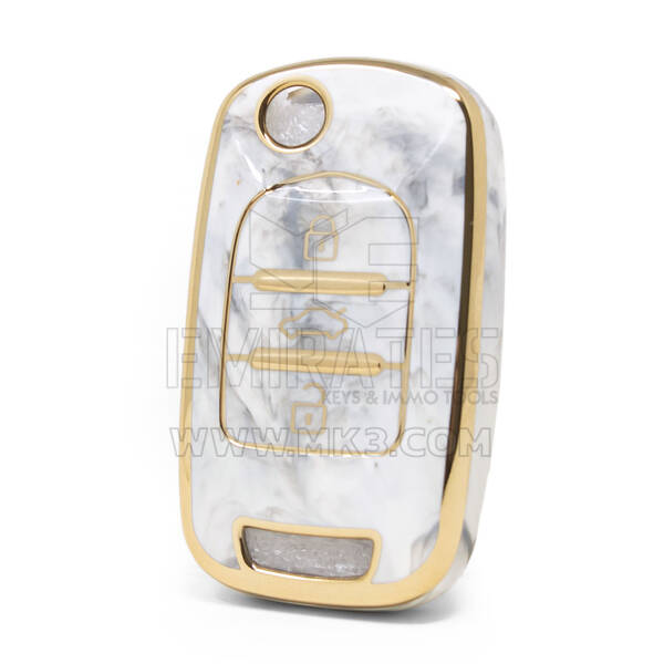 غطاء نانو رخام عالي الجودة لمفتاح باوجون فليب ريموت 3 ازرار لون ابيض BJ-B12J