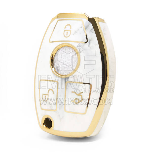 Nano High Quality Marble Cover For Mercedes Benz Remote Key 4 Buttons White Color Benz-A12J