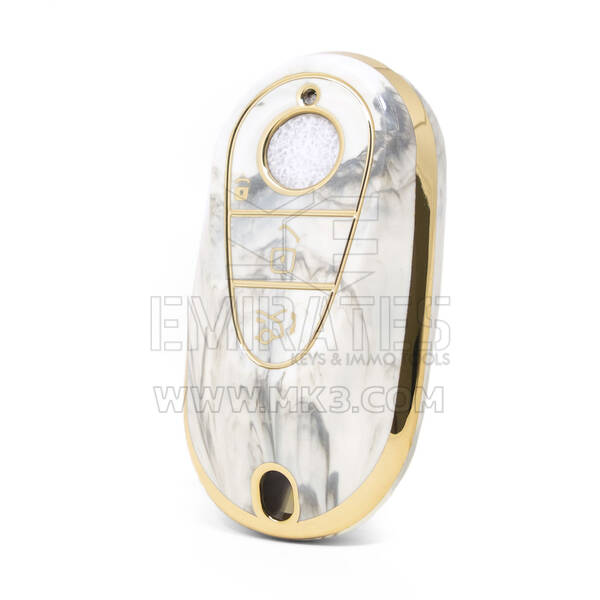 Nano High Quality Marble Cover For Mercedes Benz Remote Key 3 Buttons White Color Benz-C12J