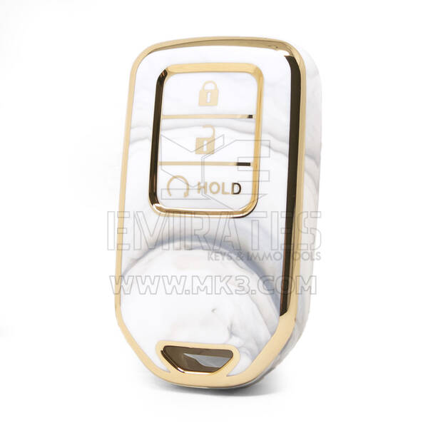 Nano couvercle en marbre de haute qualité pour clé télécommande Honda, 3 boutons, couleur blanche HD-A12J3B