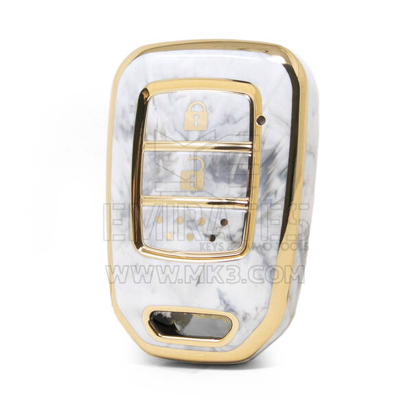 Nano couvercle en marbre de haute qualité pour clé télécommande Honda, 2 boutons, couleur blanche HD-D12J2